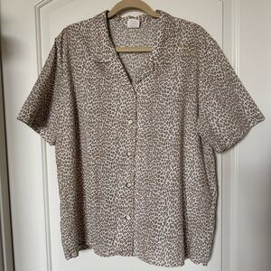 Leopard Print button down short sleeve Shirt animal print, tropical, bohemian